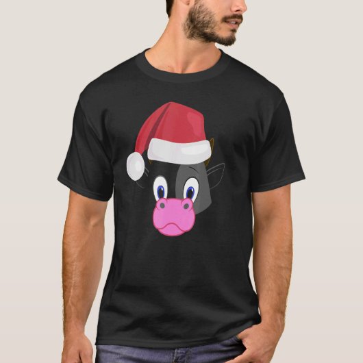 牛顔動物の大きなかわいい顔衣装クリスマス Tシャツ (正面)