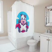 牛飛んでいる空ケおもしろいープ シャワーカーテン (インサイチュ)