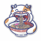 牛食べラーメン シール (正面)