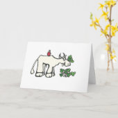 牛食べ物のクローバーのパーソナライズな挨拶状 カード (黄色い花)