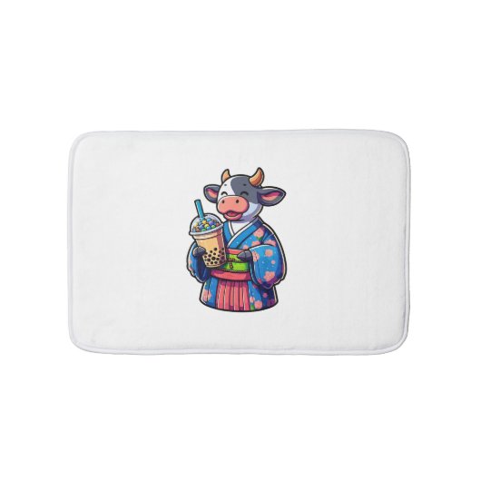 牛飲みバブルティー日本のキモノKimono _2 バスマット (正面)