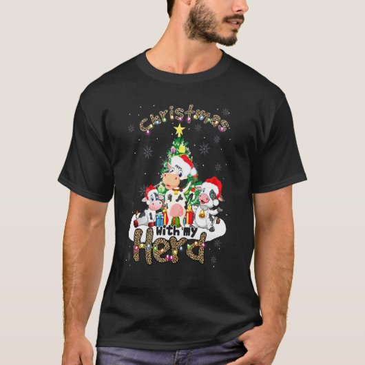 牛飼いのクリスマス ヒョウ柄 Tシャツ (正面)