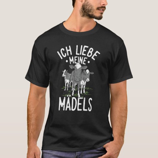 牛飼いの娘たち大好き 牛 酪農家 Tシャツ (正面)