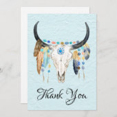 牛飾スカルサンキューフラットカード 招待状 (正面/裏面)