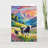 牛鮮やかのいる田園風景 カード (正面)