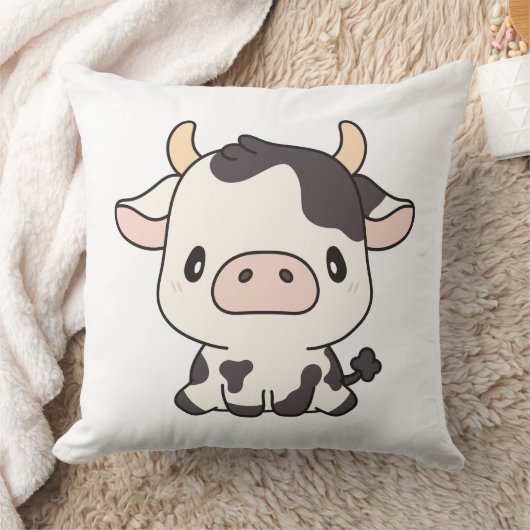 牛2 20x20 クッション (ブランケット)