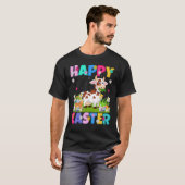 牛 うさぎ ハッピーイースター うさぎ 牛 イースターの日曜日 Tシャツ (正面フル)