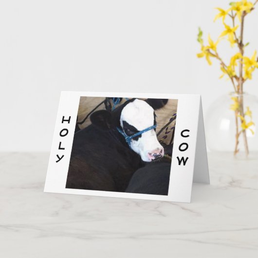 「牛」が「聖なる牛」と言う別の誕生日 カード (黄色い花)