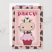 牛-アイスクリーム及びアイススケートのパーティー 招待状 (正面/裏面)