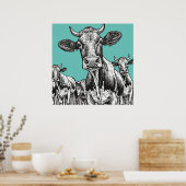 牛 – アートプリント ポスター (キッチン)