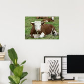 牛&カーフグリーンパスチュアアートプリントポスター ポスター (ホームオフィス)