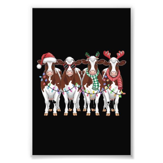 牛 クリスマス 牛 愛好者 ギフト 冬の休日 農場  フォトプリント            (正面)