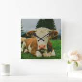 牛 スクエア壁時計 (ホーム)