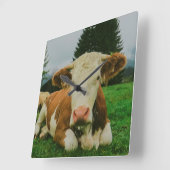 牛 スクエア壁時計 (傾斜)