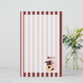 牛 + ブタ= Moinkのストライプのな静止した 便箋 (スタンド正面)