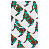 牛 ブラウンとターコイズのシルエット スモールペーパーバッグ (裏面)