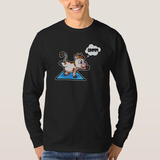 牛+仔牛+ヨガ+ポーズ+スポーツ+体操+オーム+ハートビート Tシャツ (正面)