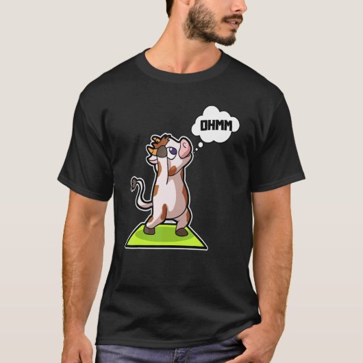 牛+仔牛+ヨガ+ポーズ+スポーツ+体操+オーム+ハートビート Tシャツ (正面)