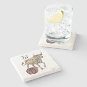 牛〔占星術の〕十二宮図動物中国の芸術年 ストーンコースター (横)