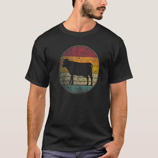 牛 太陽 レトロ ヴィンテージ 農場 酪農 日記 ミルク Tシャツ (正面)