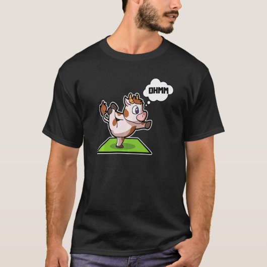 牛+子牛のヨガポーズ スポーツ 体操 オームの心拍数 Tシャツ (正面)