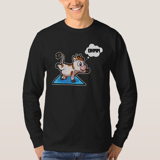 牛+子牛+ヨガ+ポーズ+スポーツ+体操+オーム+ハートビート Tシャツ (正面)