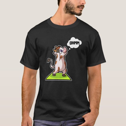 牛+子牛+ヨガ+ポーズ+スポーツ+体操+オーム+ハートビート Tシャツ (正面)