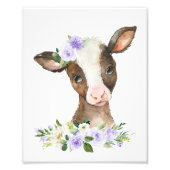 牛、家畜、紫色の花男女兼用、 フォトプリント            (正面)