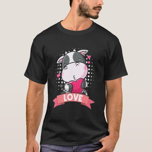 牛 愛 牛乳製品 ミルク 生産 酪農 Tシャツ (正面)