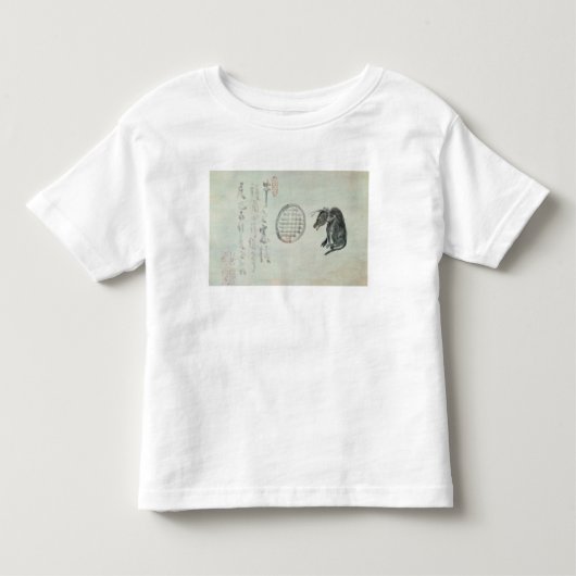 牛、楕円形の窓および俳句 トドラーTシャツ (正面)