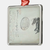 牛、楕円形の窓および俳句 メタルオーナメント (左)