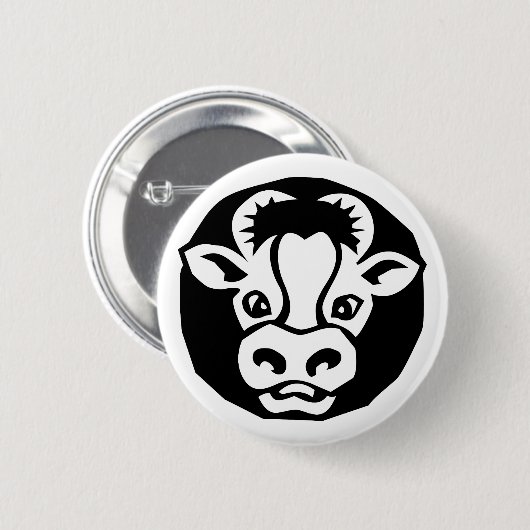 牛 缶バッジ (正面&裏面)