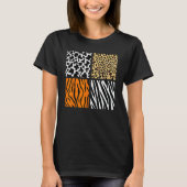 牛+虎+豹+シマウマ 四大動物パターン Tシャツ (正面)