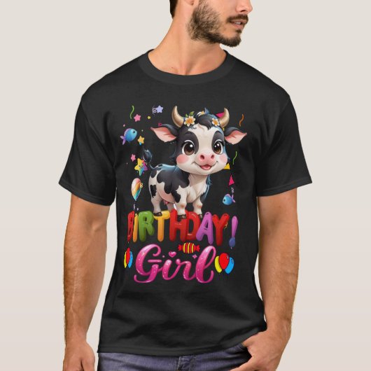 牛 誕生日 プリンセス 女子 牛女 誕生日おめでとう Tシャツ (正面)