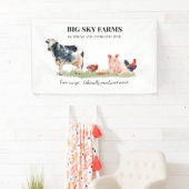 牛 豚 動物 農業 農場 水彩画 横断幕 (インサイチュ)