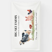 牛 豚 動物 農業 農場 水彩画 横断幕 (縦)