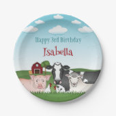 牛 豚 羊 鶏 農場の動物 農場の誕生日 ペーパープレート (正面)