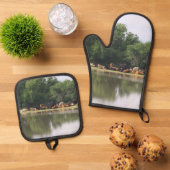 牛 鍋つかみ&鍋敷きセット (トップダウン)