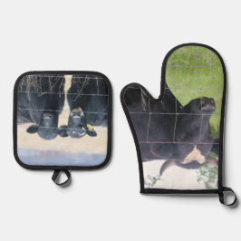 牛 鍋つかみ&鍋敷きセット