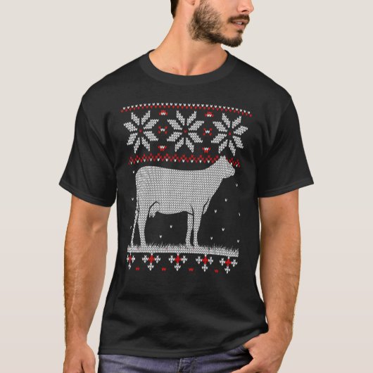 牛+雌牛+クリスマス+牧場 Tシャツ (正面)