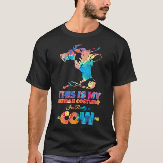 牛 面白い 人の衣装 かわいい牛 動物 農夫 - Tシャツ (正面)