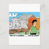 牛/鼻リングや輪/農家キッド漫画のソフトウェア ポストカード (正面)