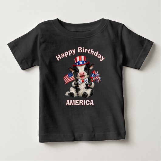 牛(5b)愛国キッズTシャツ ベビーTシャツ (正面)