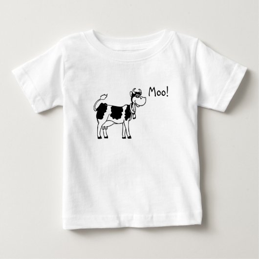 牛、Moo! ベビーTシャツ (正面)