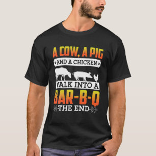 牛A豚と鶏がバーに入る Tシャツ