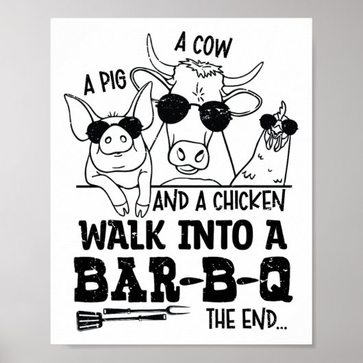 牛A豚と鶏がBbq By B Qに入る ポスター (正面)