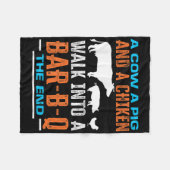 牛A豚と鶏のバーB Qに歩く – Fu フリースブランケット (正面(横))