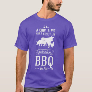 牛A豚と鶏肉がバーベキューに入って歩く – B Tシャツ