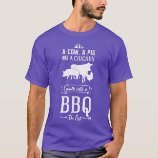 牛A豚と鶏肉がバーベキューに入って歩く – B Tシャツ