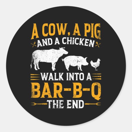 牛A豚と鶏肉がByr-b-q Bbqに入る ラウンドシール (正面)